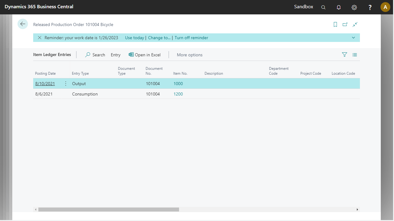 Item Ledger Entries