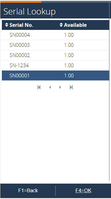 Select a serial number