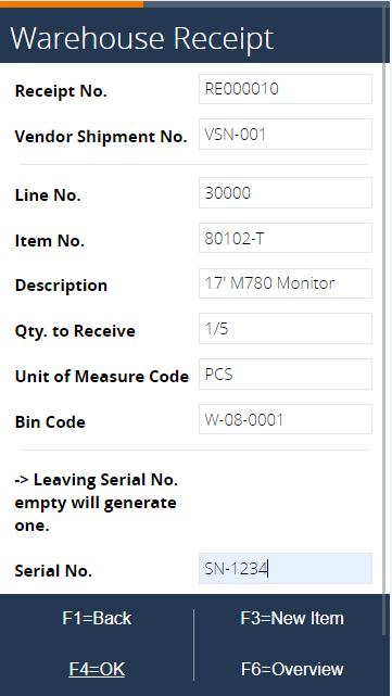 Enter custom serial no.