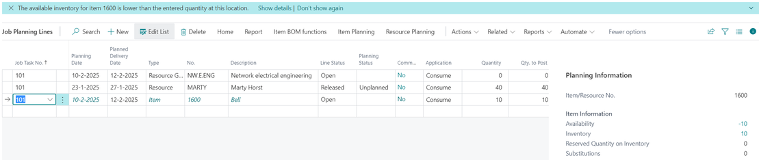 New Project Planning Line