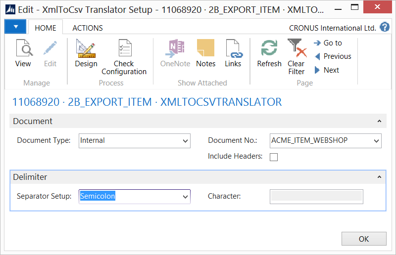 XML to CSV Translator Setup