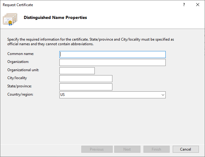 IIS Request Certification Request Page