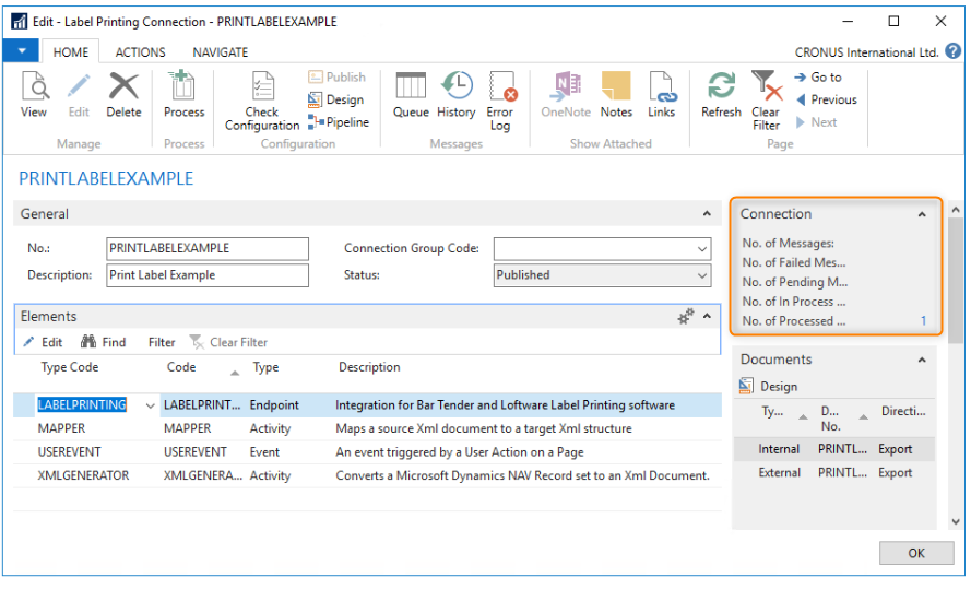 Label Example Connection History