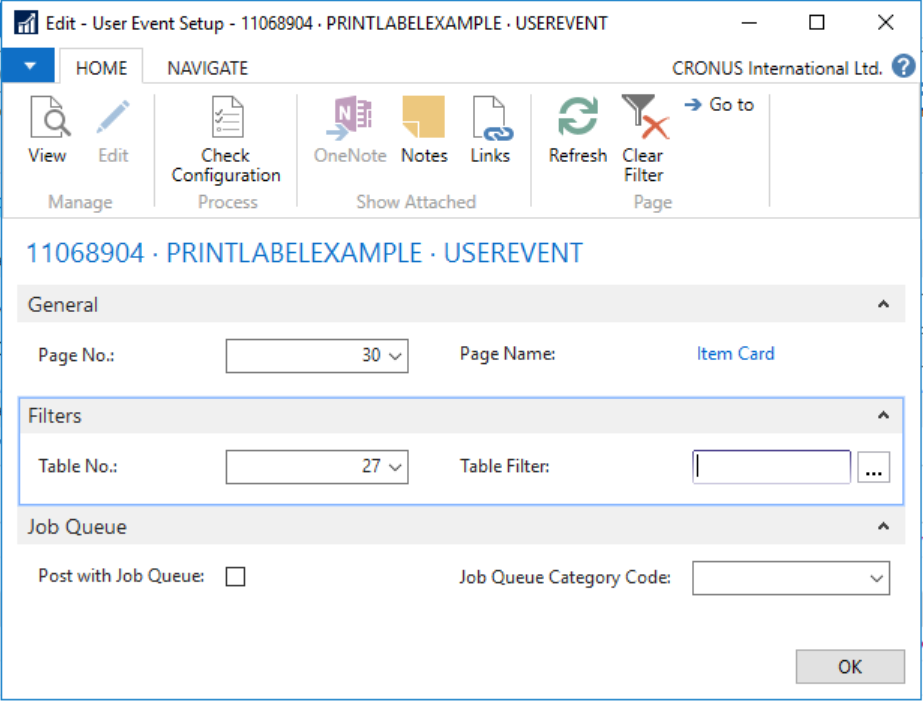 Label Example User Event